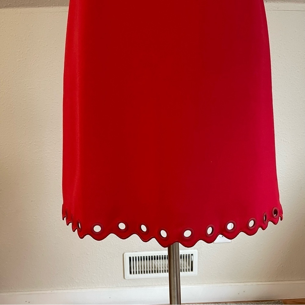 J. Crew Electric Red Scalloped Dress with Grommets NWT - Picture 5 of 10